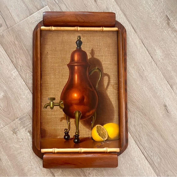 Vintage Oil On Canvas Still Life Painting Full Back Wood Frame Signed‎ Bj Lester - Picture 1 of 8